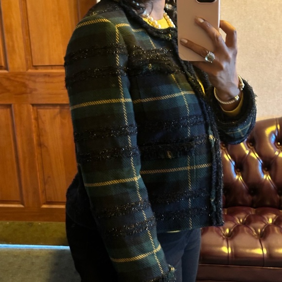 Like New! J. Crew Lady Jacket in Holiday Plaid - Picture 3 of 6